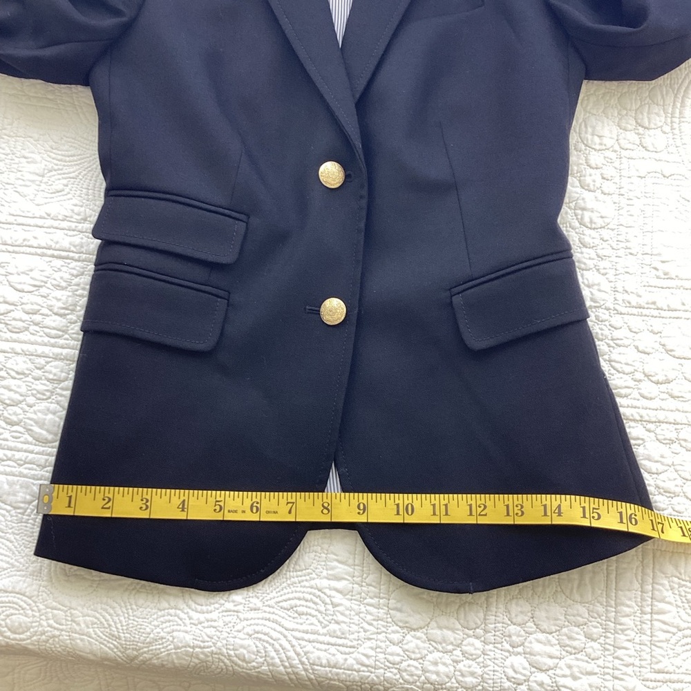 J. Crew SchoolBoy Black Blazer Jacket Gold Buttons Women’s Size 2 Academia Work - Picture 10 of 15